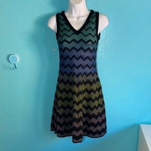 M Missoni Chevron Knit Multicolor Dress Womens Size 40 Fit Flare Above Knee